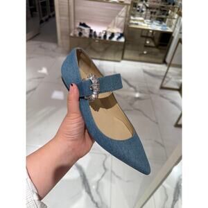 Jimmy choo denim Cheri crystal flats
